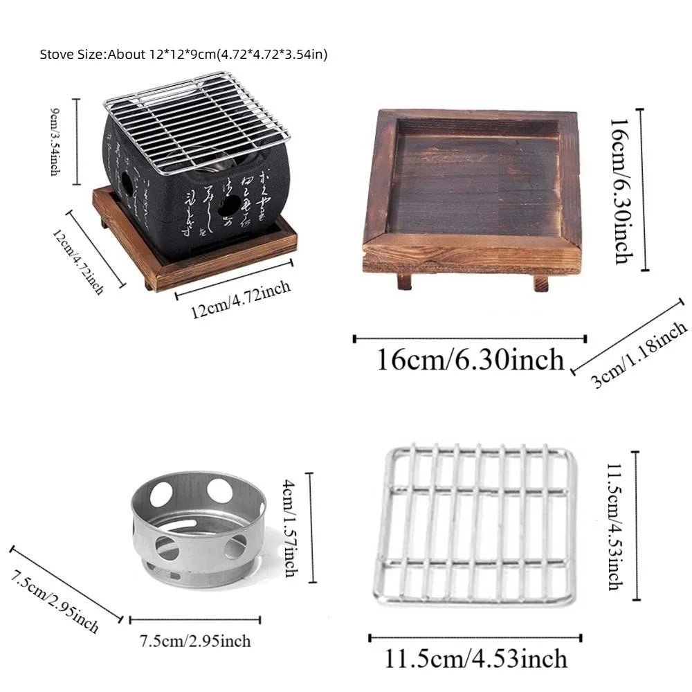 Poêle à Charbon Style Japonais – Mini Gril Portable en Aluminium, Idéal pour BBQ, Extérieur et Camping