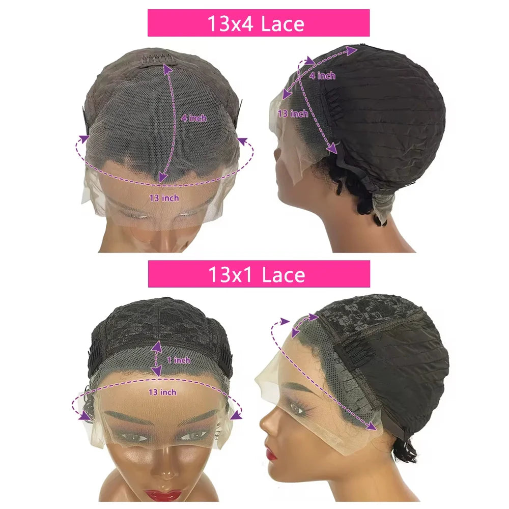 Perruque Lace Frontal Wig Brésilienne Bouclée – 100% Cheveux Naturels, Coupe Pixie, 13x4/13x1, HD Transparent, Spécial Femmes Noires