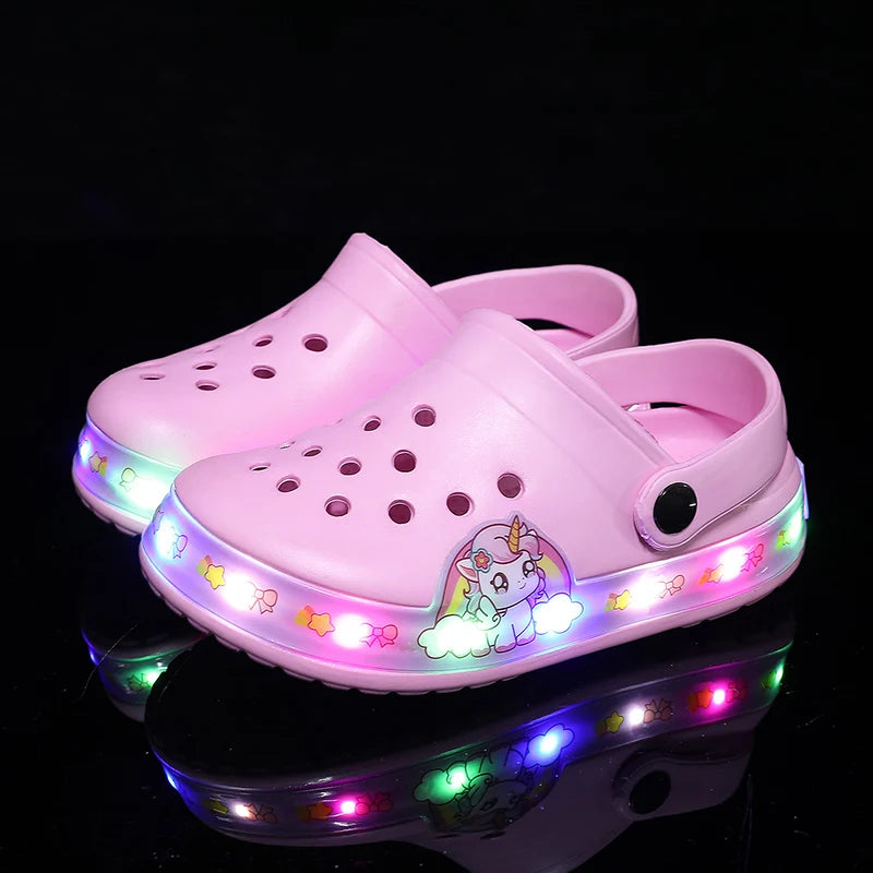 Sandales légères filles, plage été, dessins animés roses, antidérapantes, style classique