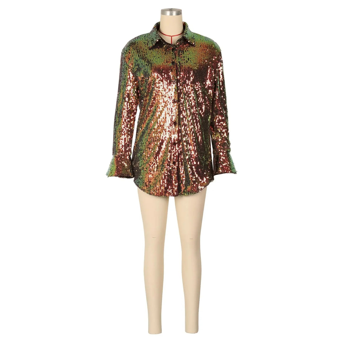 Chemise femme à paillettes, couleurs vives, style européen/américain .