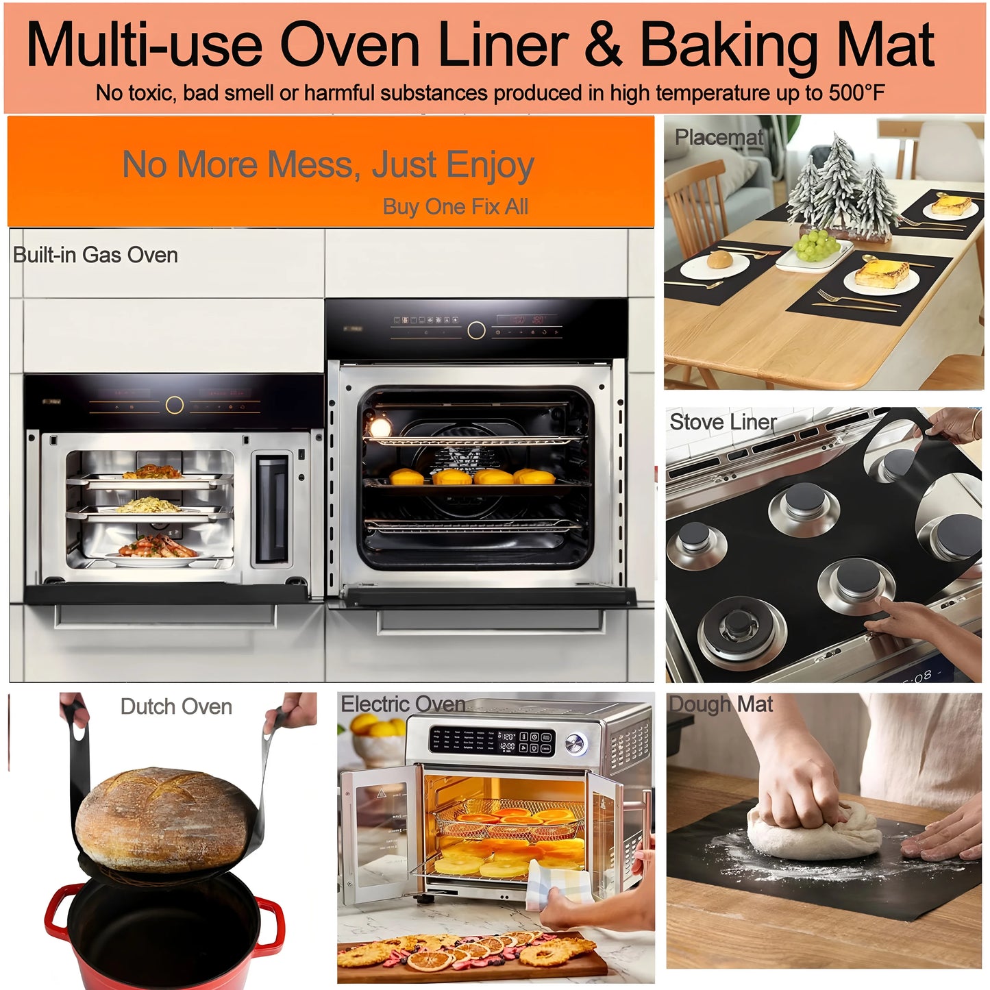 Doublure quatre antiadhésif réutilisable, tapis de cuisson résistant à la chaleur, pour barbecue, friteuse à air, grille-pain