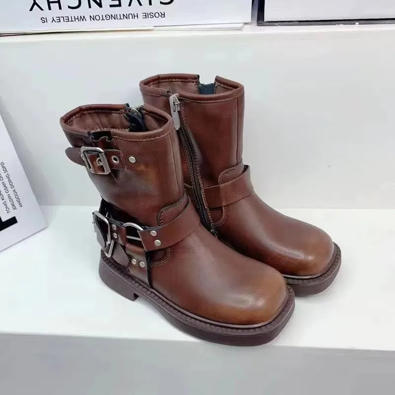 Bottes Courtes Cuir Fille – Semelle Souple, Construction Latérale, Mode Automne Hiver , Chaussures Enfants Confortables et Tendance