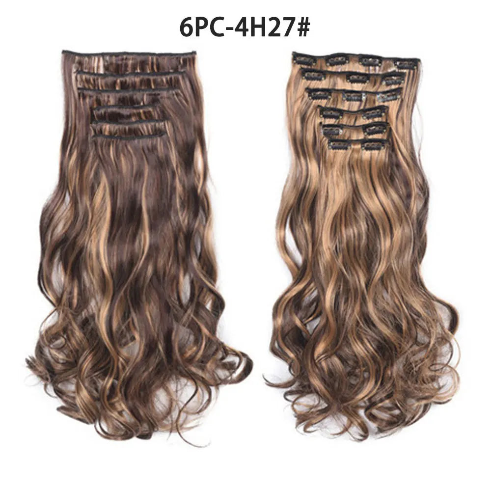 Extensions synthétiques clips - Ondulées bouclées 22'' brun foncé