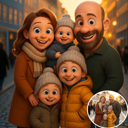 Tableau Photo en Dessin Animé – Art Mural Personnalisé, Idée Cadeau.