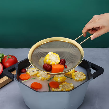 Set Tamis Inox Fins Doré Antirouille – Pour Cuisine et Pâtisserie .