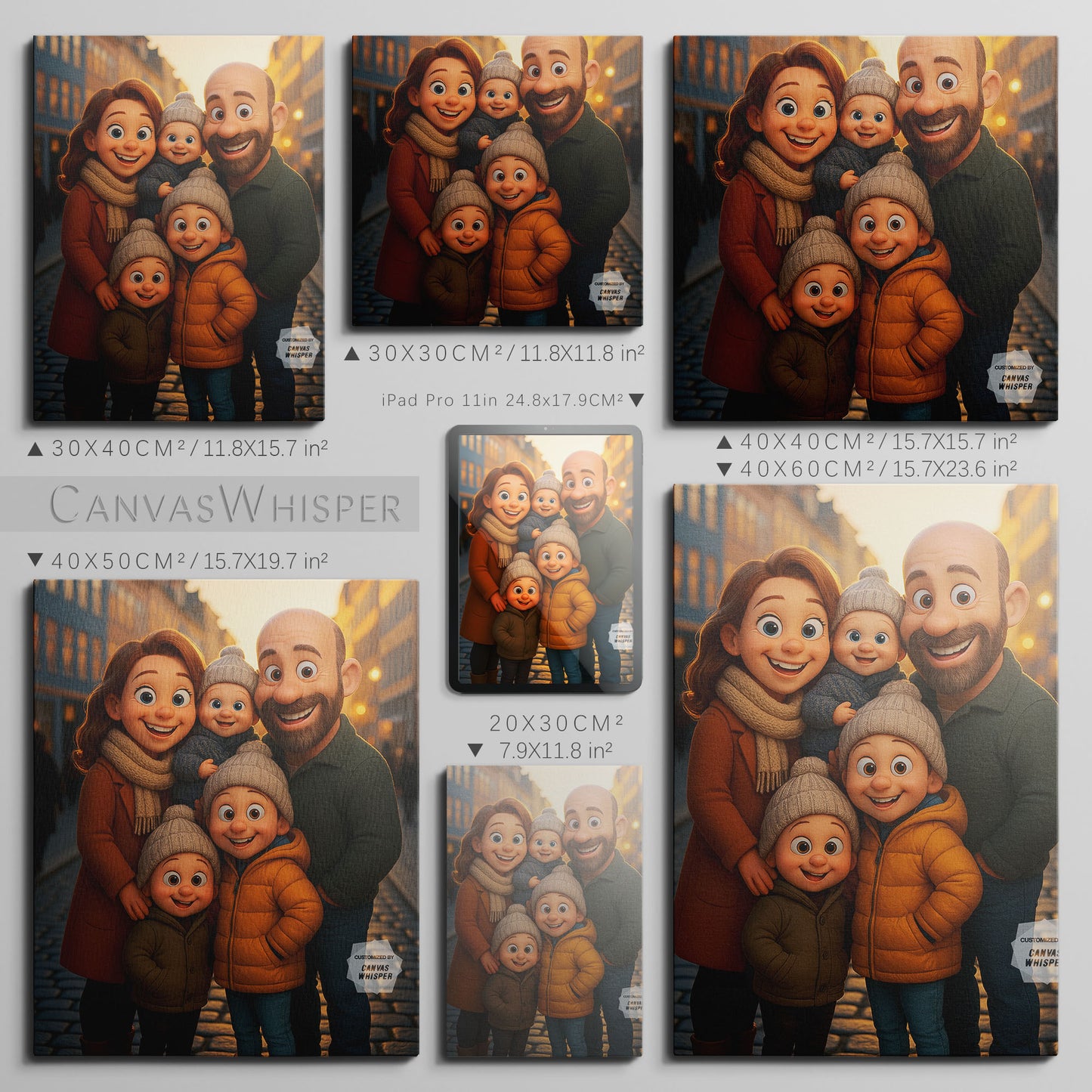 Tableau Photo en Dessin Animé – Art Mural Personnalisé, Idée Cadeau.