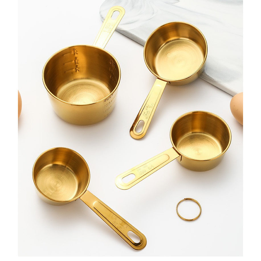 8pcs Set Cuillère et Tasse à Mesurer Dorés .