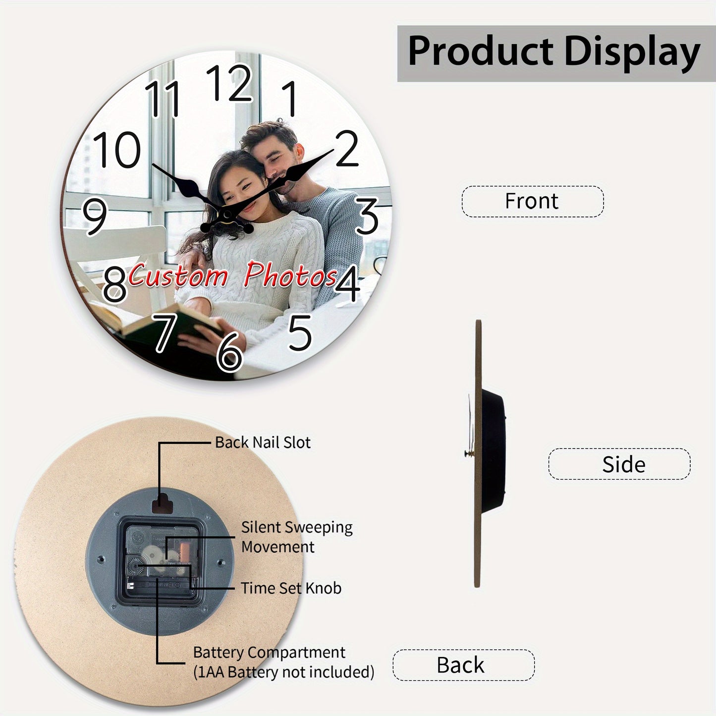 Horloge Murale Personnalisée en Bois – Décorative, Style Chef, Cuisine/Salle de Jeux, Fonctionne à Piles."