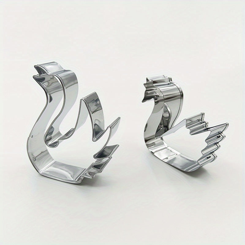 2pcs Emporte-pièces Cygne et Cœur en Inox – Décoration Pâtisserie Élégante .