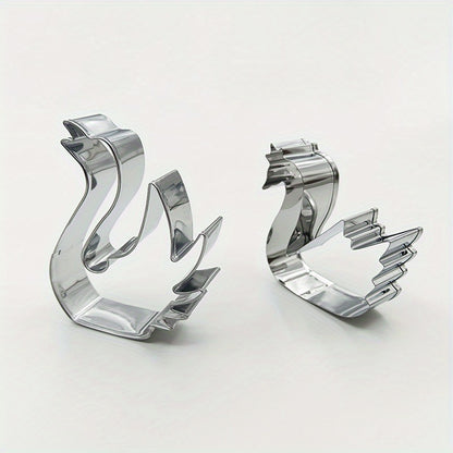 2pcs Emporte-pièces Cygne et Cœur en Inox – Décoration Pâtisserie Élégante .