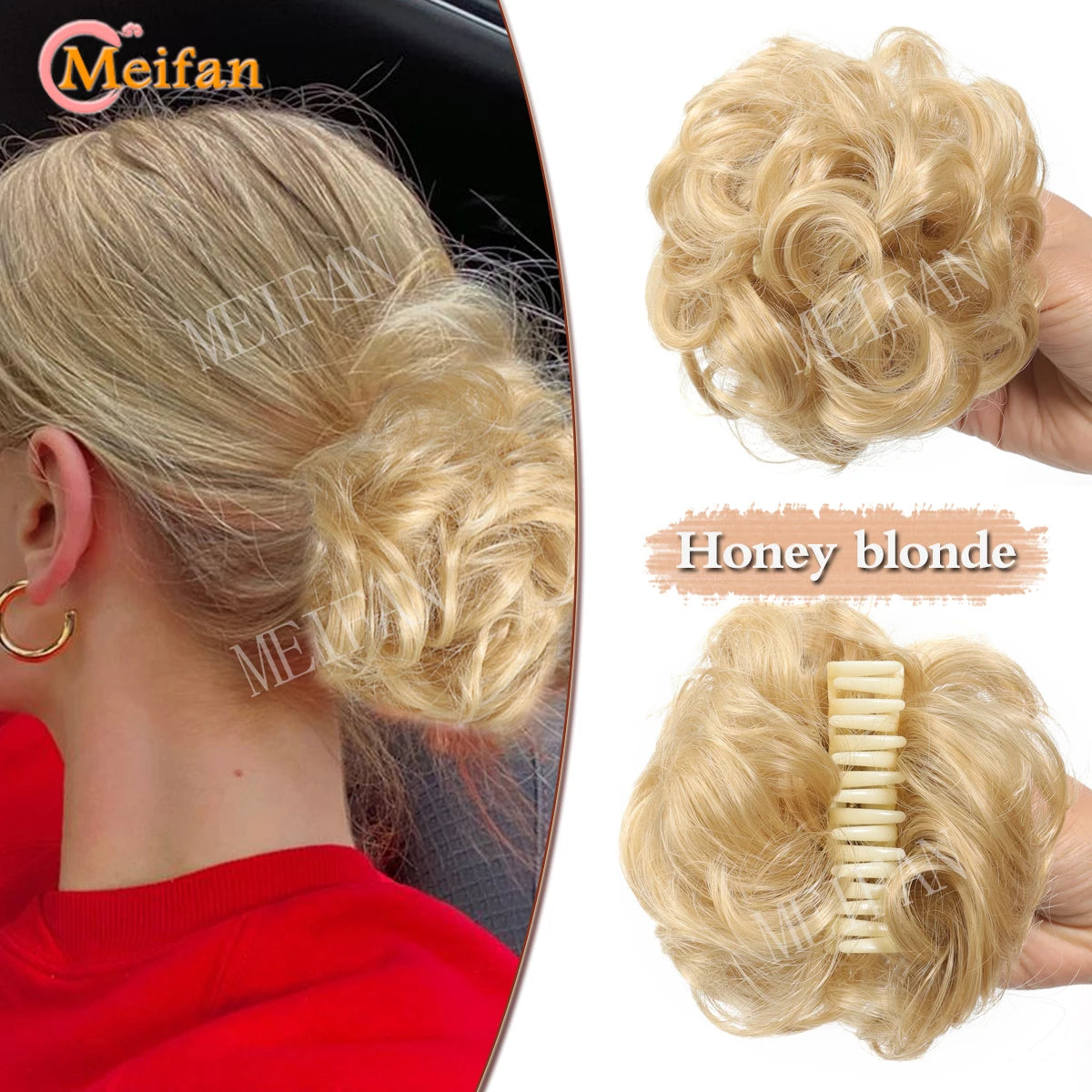 synthetic wavy bun with claw clip,