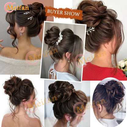 synthetic wavy bun with claw clip,
