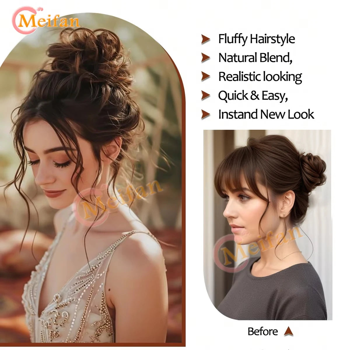 synthetic wavy bun with claw clip,