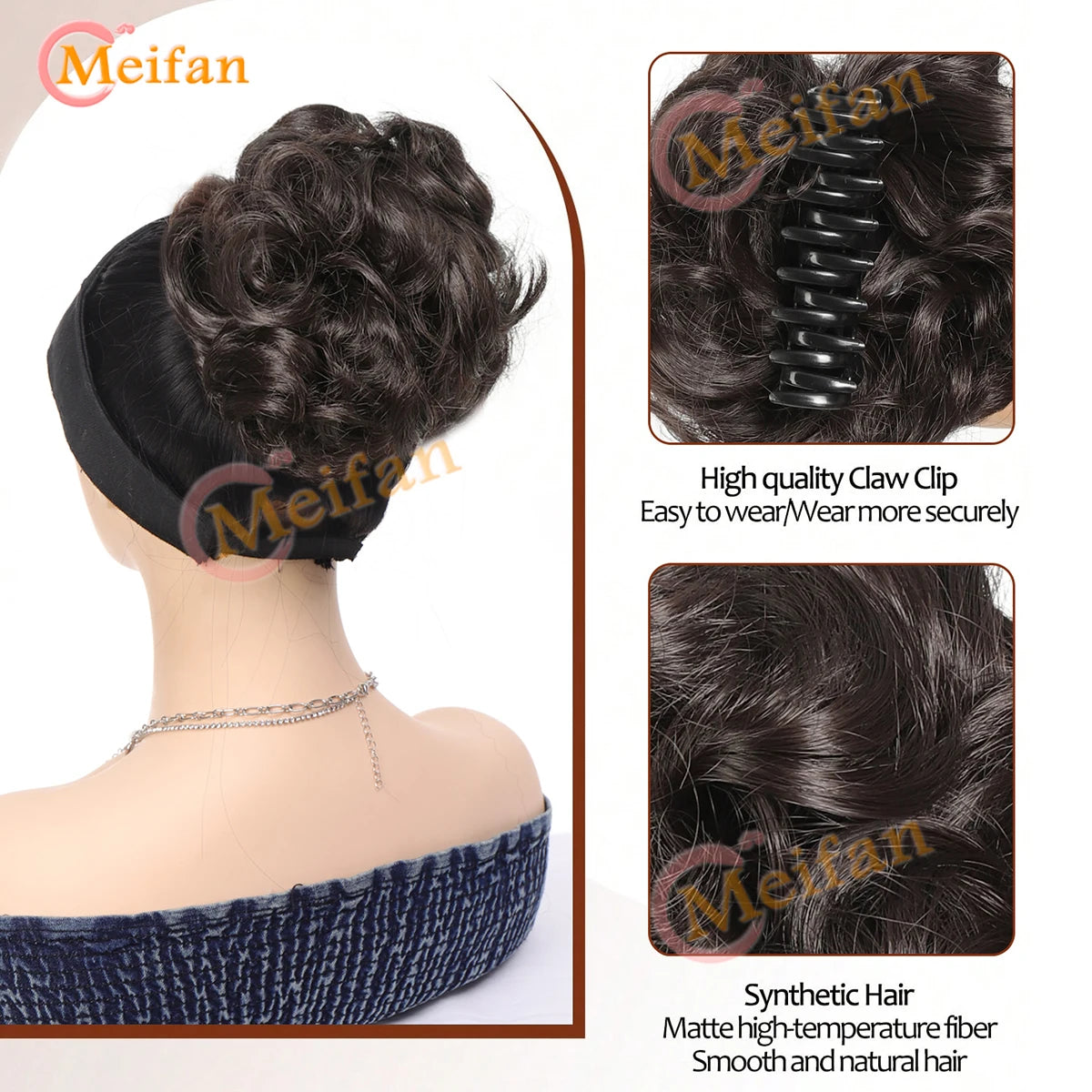 synthetic wavy bun with claw clip,