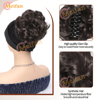 synthetic wavy bun with claw clip,