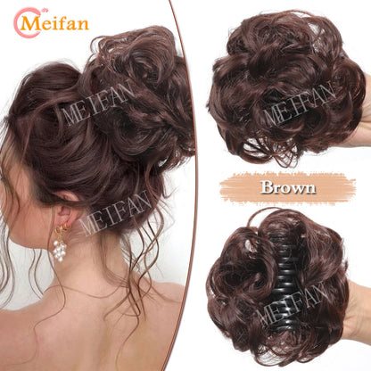 synthetic wavy bun with claw clip,