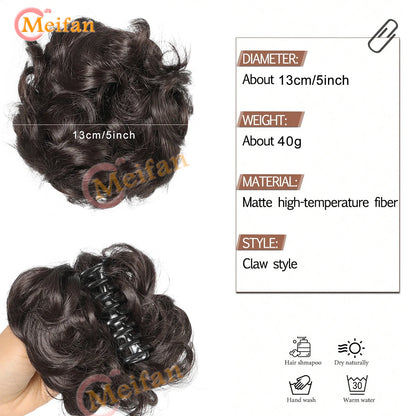 synthetic wavy bun with claw clip,