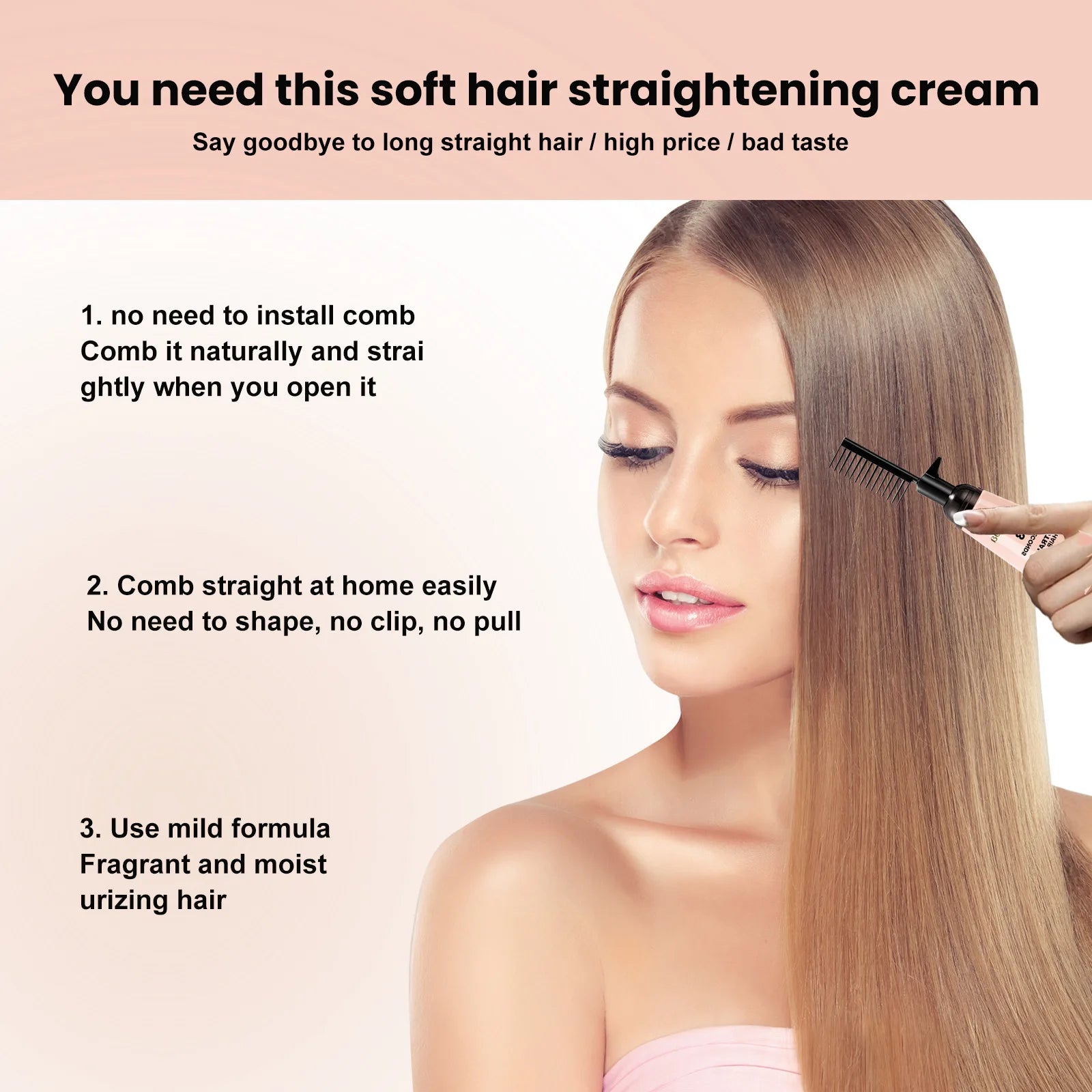 Crème lissante cheveux professionnels – Correction protéines, lissage doux, cheveux brillants et sains