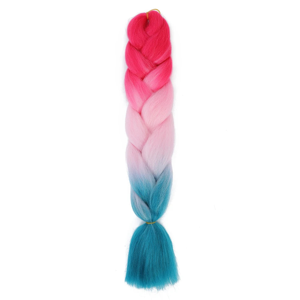 Extension cheveux tresses jumbo crochet, 24", synthétique ombré
