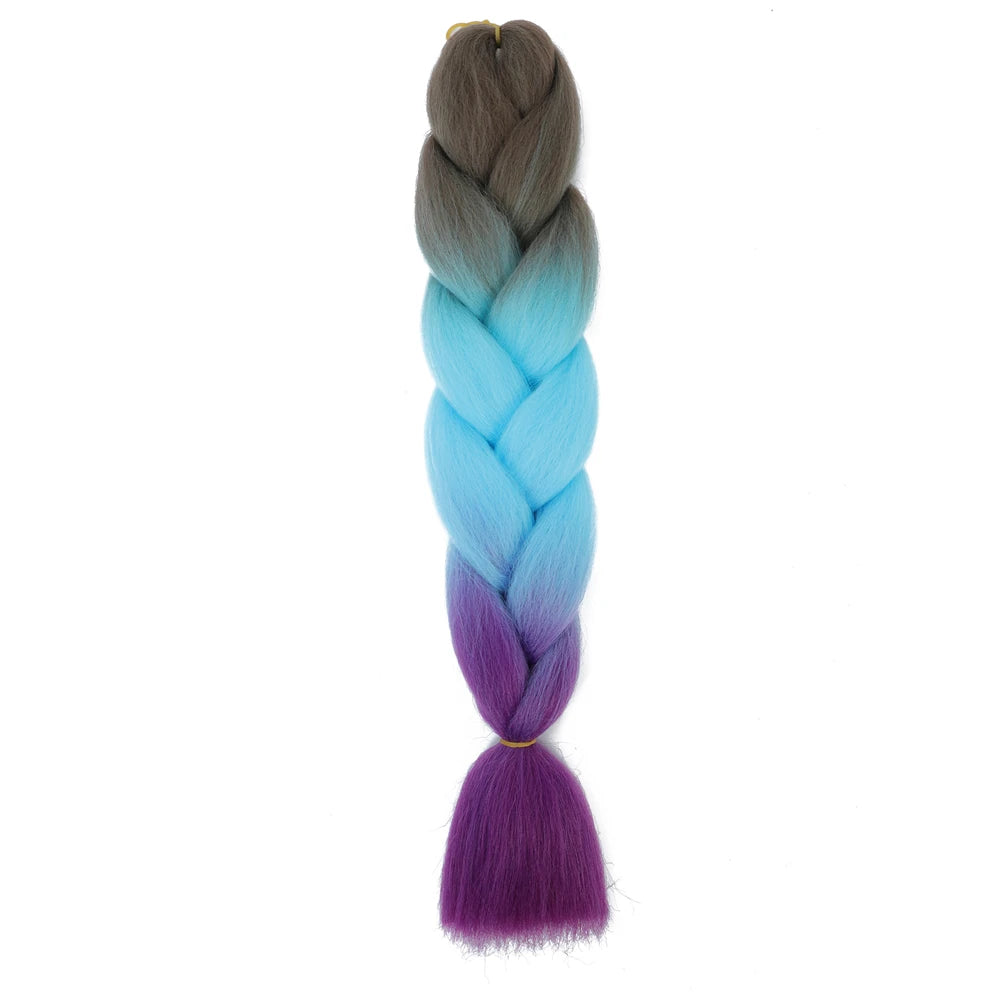 Extension cheveux tresses jumbo crochet, 24", synthétique ombré