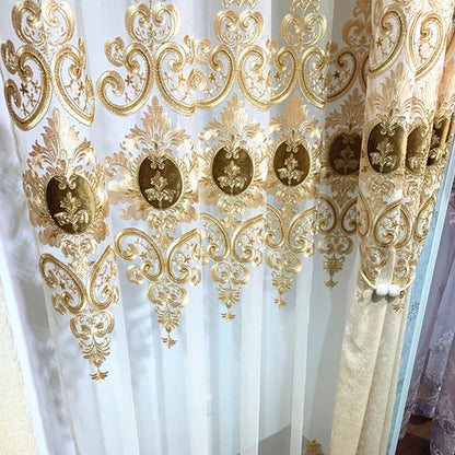 Rideau de Villa occultant Beige brodé Chenille de haute qualité, Style européen, Voile personnalisé pour salon et chambre à coucher