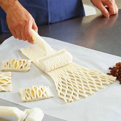 Rouleau coupe‑pizza et gaufrage artisanal – outil de pâtisserie, 1 pièce