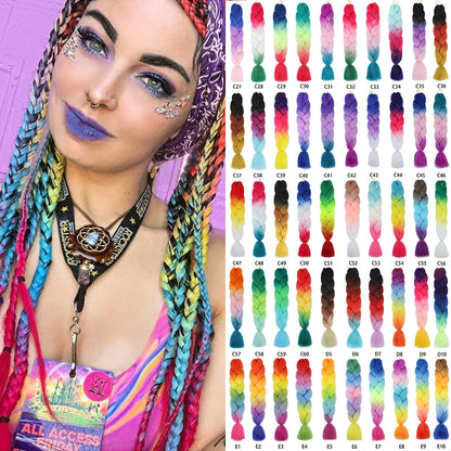 Extension cheveux tresses jumbo crochet, 24", synthétique ombré