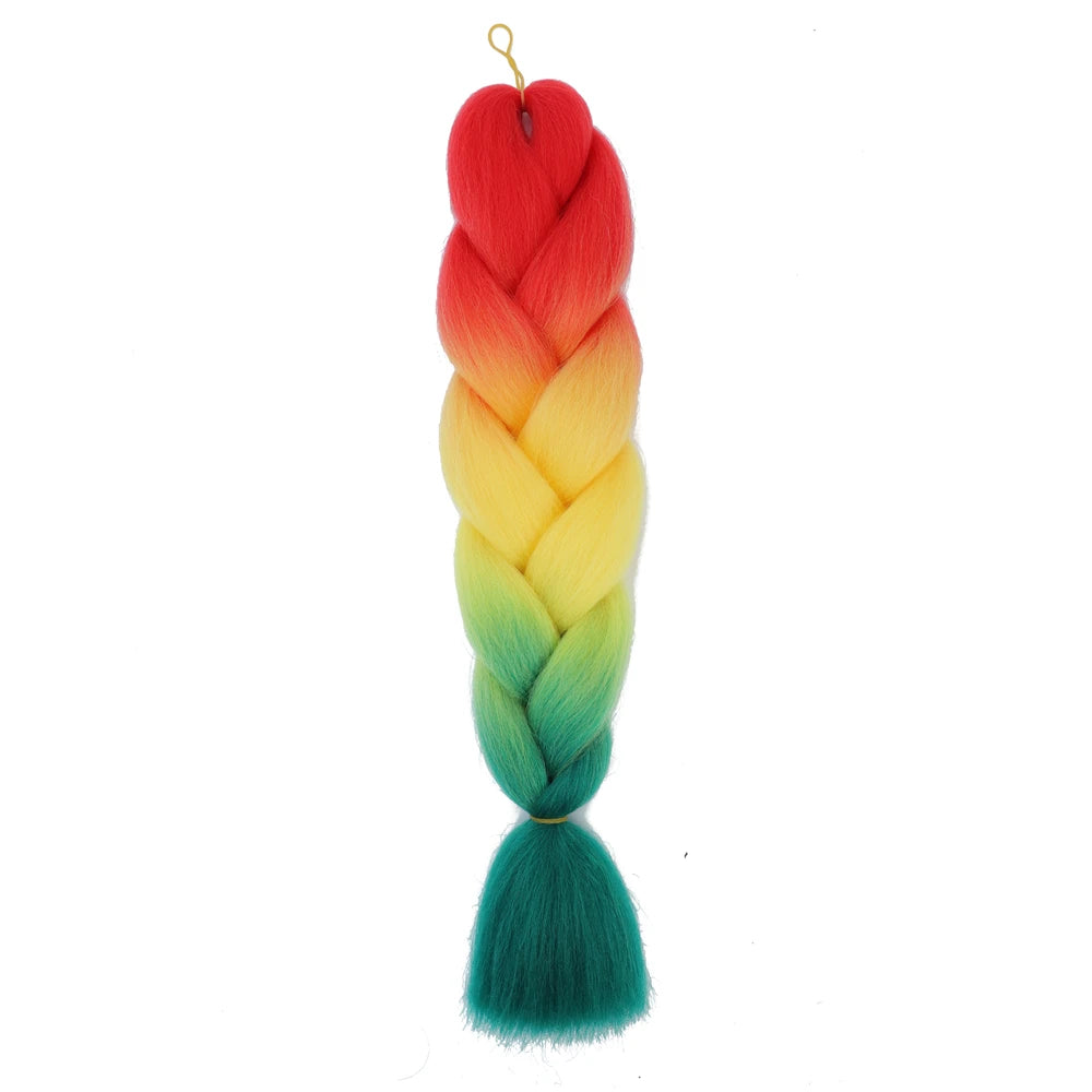 Extension cheveux tresses jumbo crochet, 24", synthétique ombré
