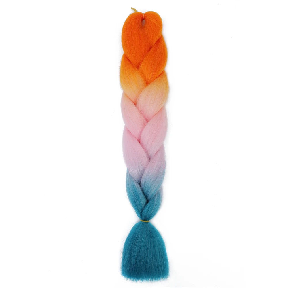 Extension cheveux tresses jumbo crochet, 24", synthétique ombré