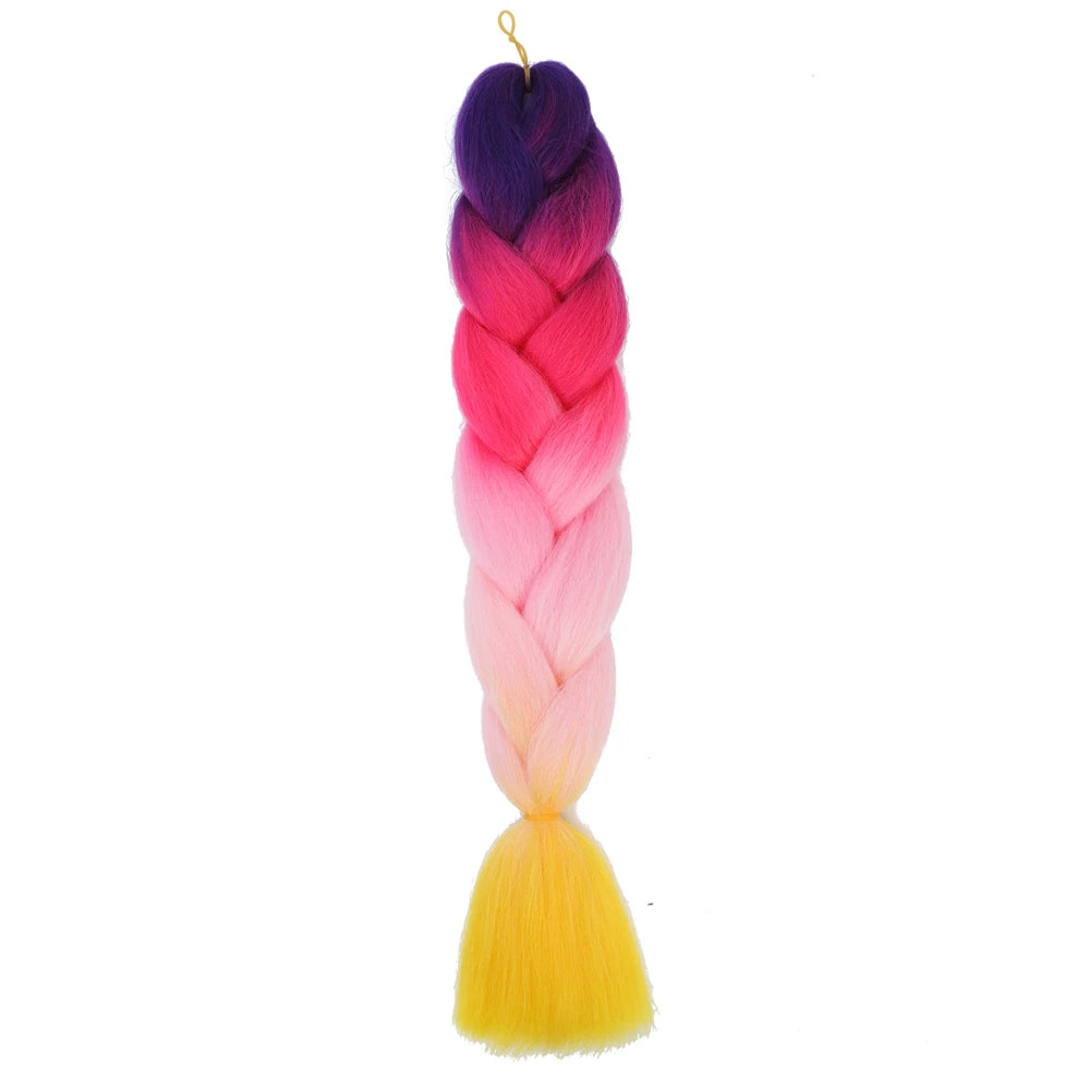Extension cheveux tresses jumbo crochet, 24", synthétique ombré
