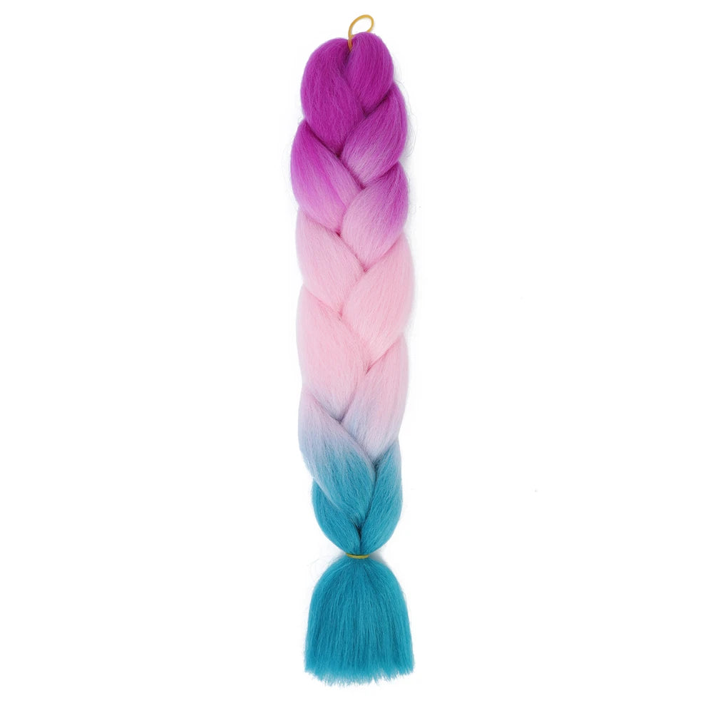Extension cheveux tresses jumbo crochet, 24", synthétique ombré