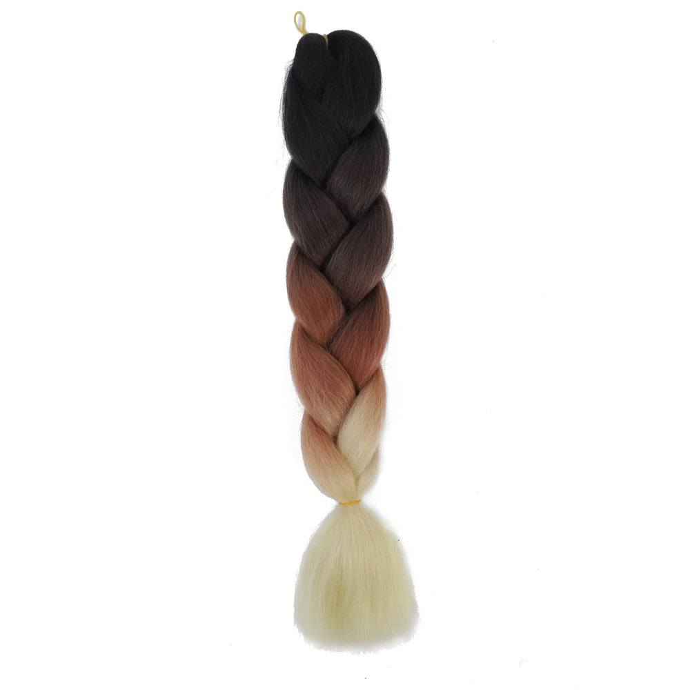Extension cheveux tresses jumbo crochet, 24", synthétique ombré