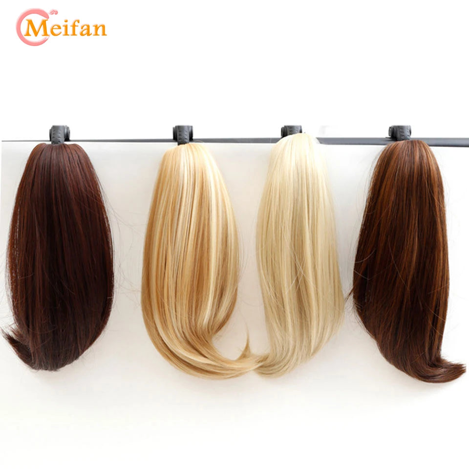 MEIFAN Short Synthetic Ponytail, Natural Claw Clip, Heat Resistant Hair.