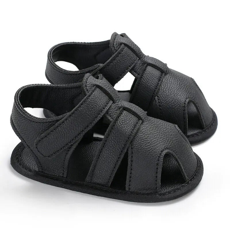 Chaussures premiers pas bébé en cuir – 0‑18 mois, été, garçon/fille