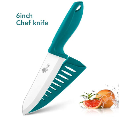 Couteau de cuisine en céramique – lame blanche, chef/viande/pain/office, poignée antidérapante colorée