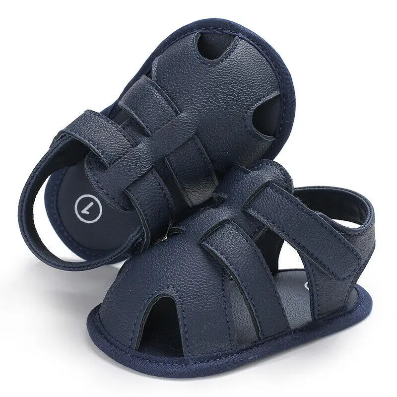 Chaussures premiers pas bébé en cuir – 0‑18 mois, été, garçon/fille