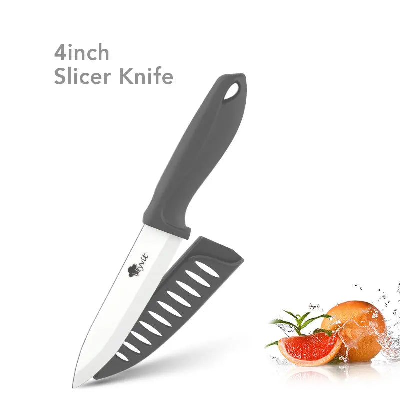 Couteau de cuisine en céramique – lame blanche, chef/viande/pain/office, poignée antidérapante colorée