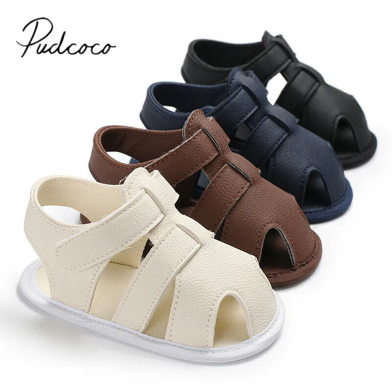 Chaussures premiers pas bébé en cuir – 0‑18 mois, été, garçon/fille