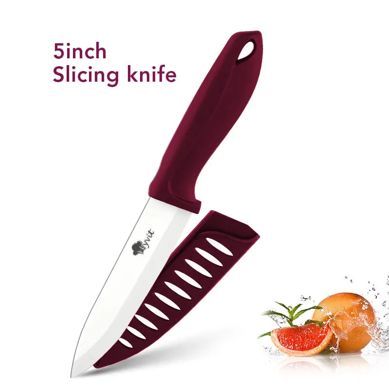 Couteau de cuisine en céramique – lame blanche, chef/viande/pain/office, poignée antidérapante colorée