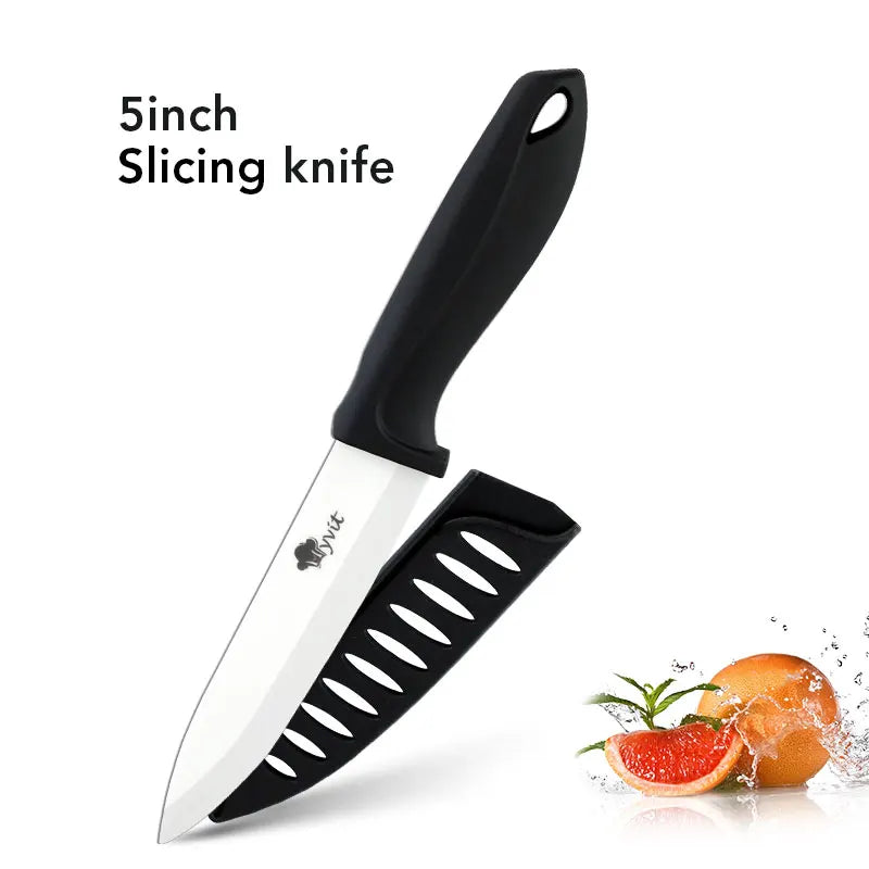 Couteau de cuisine en céramique – lame blanche, chef/viande/pain/office, poignée antidérapante colorée