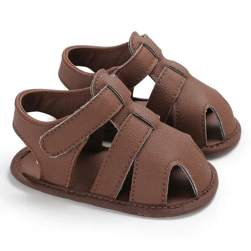 Chaussures premiers pas bébé en cuir – 0‑18 mois, été, garçon/fille