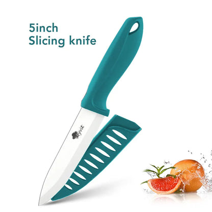 Couteau de cuisine en céramique – lame blanche, chef/viande/pain/office, poignée antidérapante colorée