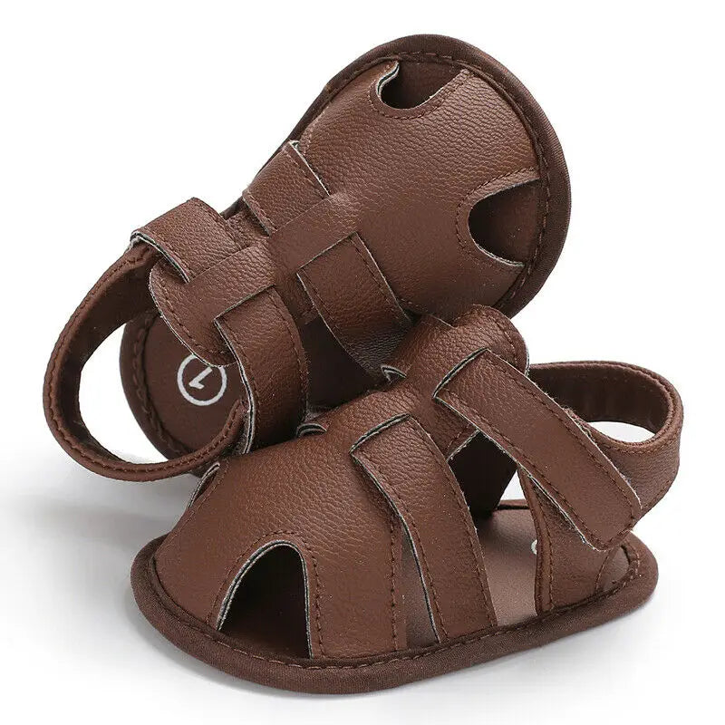 Chaussures premiers pas bébé en cuir – 0‑18 mois, été, garçon/fille