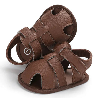 Chaussures premiers pas bébé en cuir – 0‑18 mois, été, garçon/fille