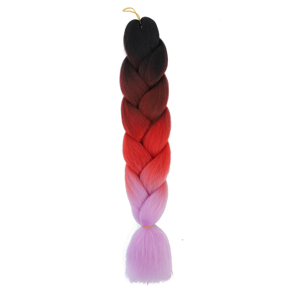 Extension cheveux tresses jumbo crochet, 24", synthétique ombré