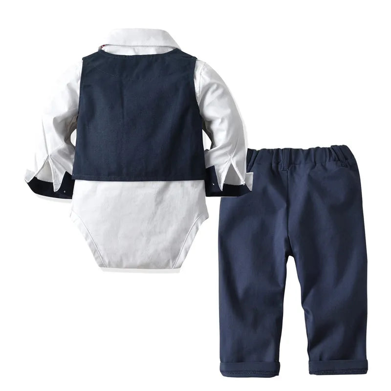 Ensemble bébé garçon élégant – Pantalon bleu marine, style gentleman, anniversaire, 9-36 mois