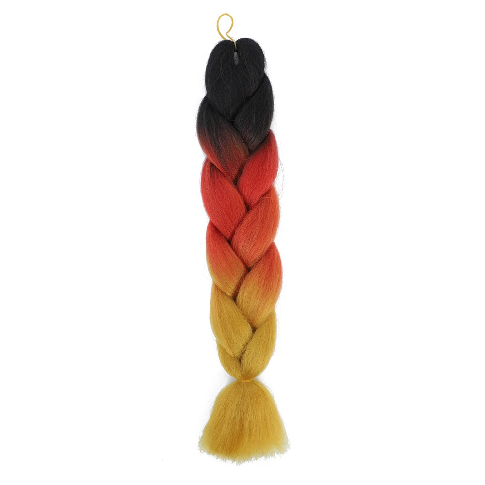 Extension cheveux tresses jumbo crochet, 24", synthétique ombré
