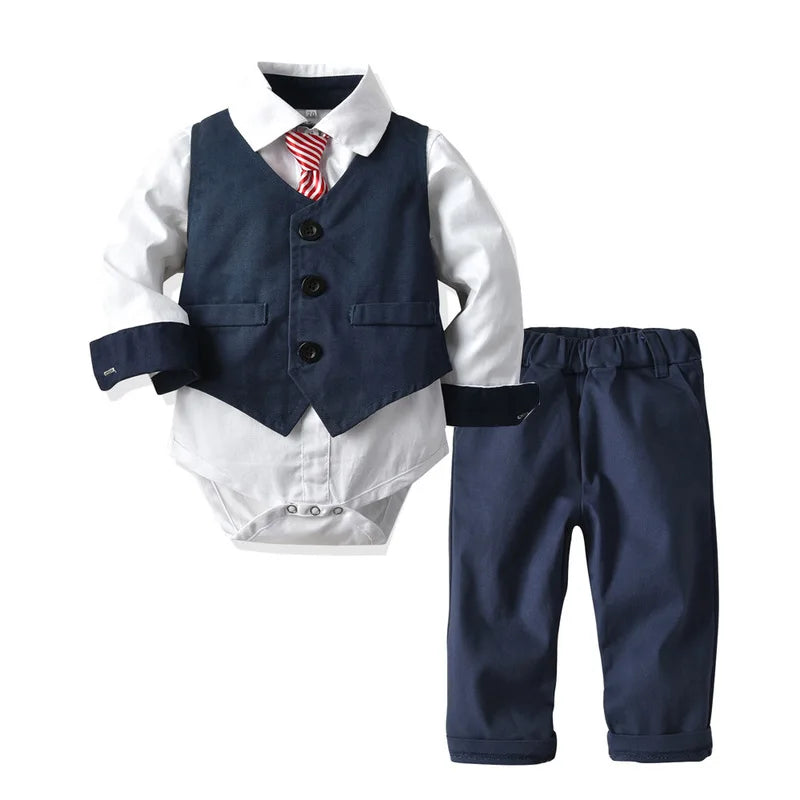 Ensemble bébé garçon élégant – Pantalon bleu marine, style gentleman, anniversaire, 9-36 mois