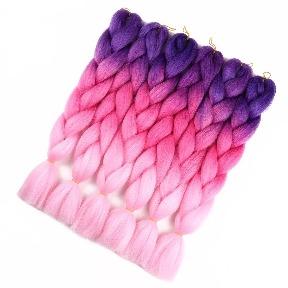 Extension cheveux tresses jumbo crochet, 24", synthétique ombré