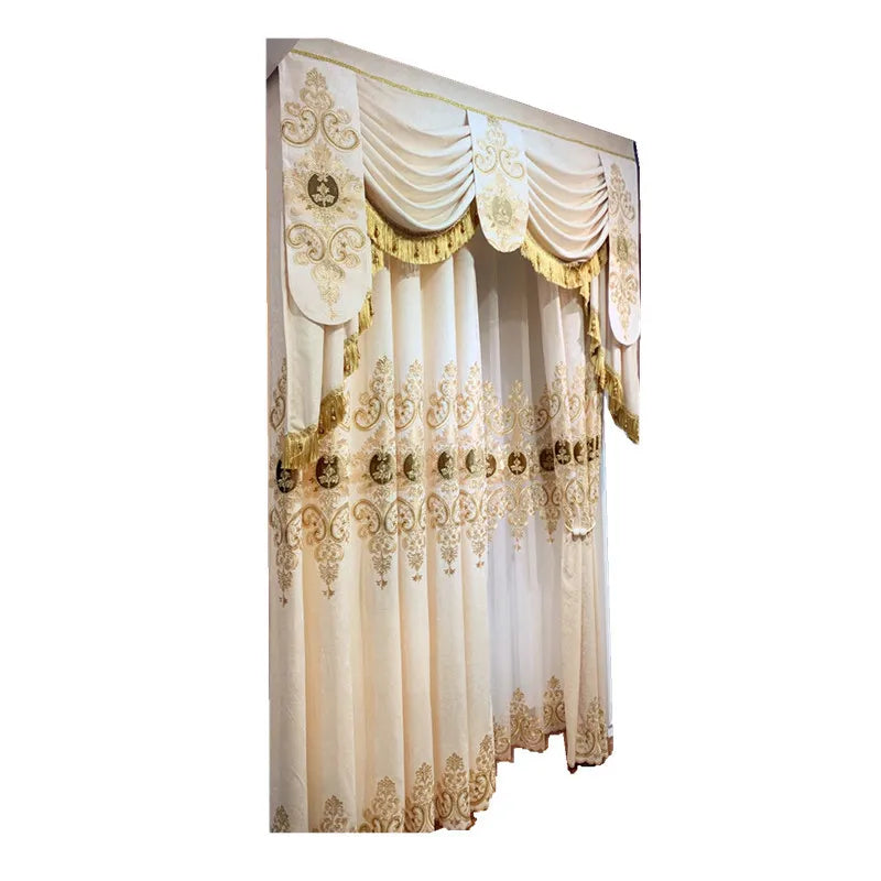 Rideau de Villa occultant Beige brodé Chenille de haute qualité, Style européen, Voile personnalisé pour salon et chambre à coucher